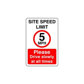 Site speed limit 5mph please drive slowly at all times - 3mm Aluminum Dibond high-visibility and durability for indoor/outdoor usage (400mm x 300mm) Ensures Safety Within 14m Viewing Distance.