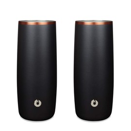 SNOWFOX Premium Vacuum Insulated Stainless Steel Cocktail Glass/Drink Tumbler -Set of 2 -Drinks Stay Icy Cold -Thermal Highball Glasses -Elegant Home Entertaining -Classic Barware -14.5 oz -Black/Gold