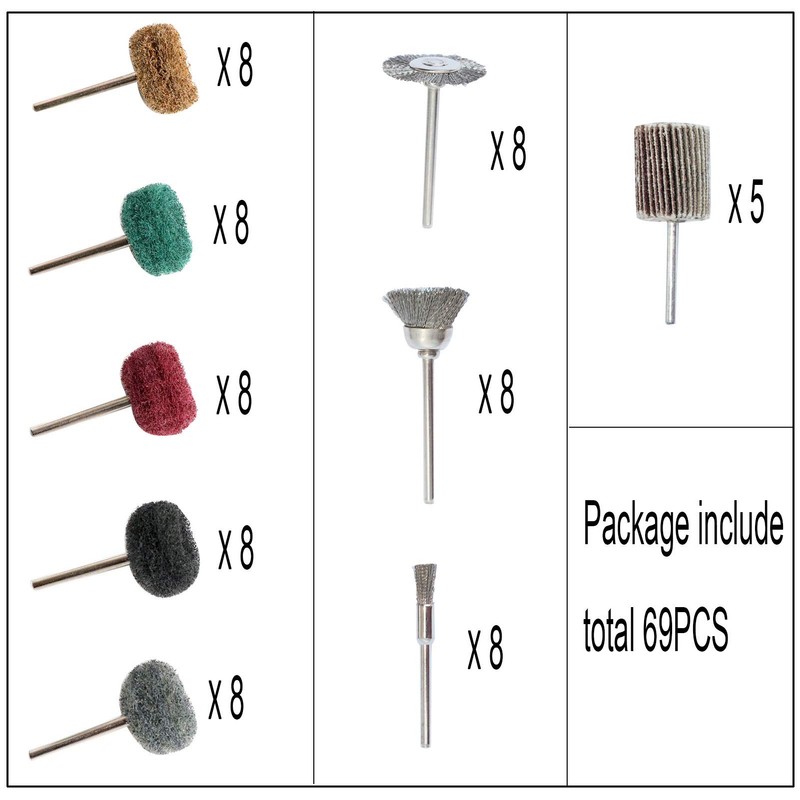 Yutnqin 69Pcs Abrasive Wheel Buffing Polishing Wheel Wire Brushes Set