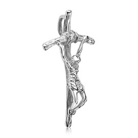 JEVELION Cross Pendant 925 Sterling Silver Cross Jesus Christ Crucifix for Men and Women Pendant Necklace with Jewellery Case, Silver