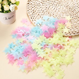 Glow in The Dark Stars for Ceiling, CAYUDEN 201pcs Colorful Plastic Glow in The Dark Stars and Moon 3D Glowing Stars for Ceiling Luminous Stars Stickers Glowing Ceiling Stars for Boy Girl Bedroom