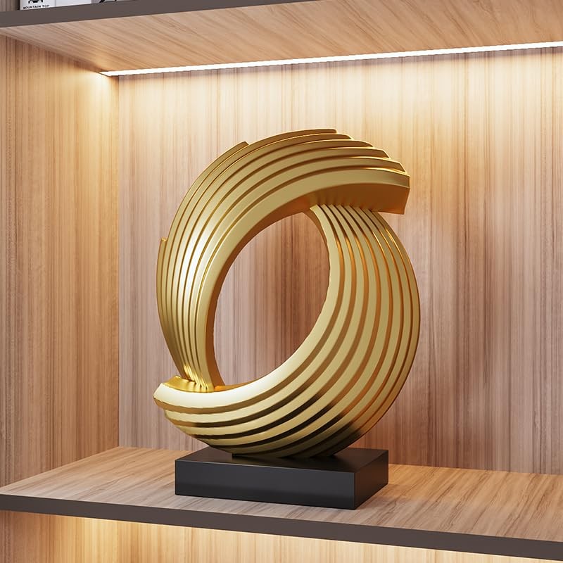 Estatua de Resina Dorada Abstracta y Moderna, Decoración del Hogar
