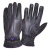 UNIK Women's Purple Tribal Heart Full-Finger Cowhide Leather Gloves -