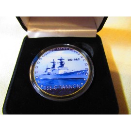 US NAVY - USS O'BANNON (DD-987) Challenge Coin w/ Presentation Box