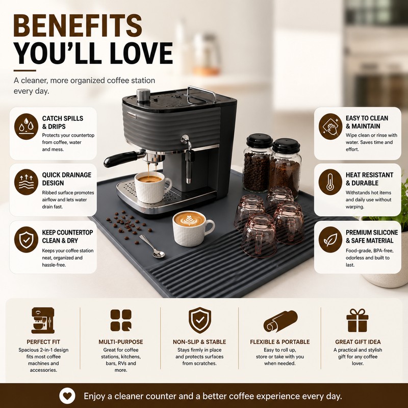 Silicone Heat Resistant Coffee Mat Tray for Kitchen and Vegetables
