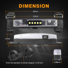 UTV Dome Light, Muto-Beam Roll Bar Mount for UTV Interior Lights Battery Powered Operated Pod Universal Roll Bar Light Utility Accessories for UTVs Truck SXS Off-Road Pickup Boat Closet Cabinet