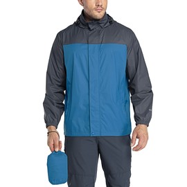 33,000ft Packable Rain Jacket Men's Lightweight Waterproof Rain Shell Jacket Raincoat with Hood for Golf Cycling Windbreaker