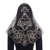 Bozidol Black Gold Mantilla Triangular Embroidered Sacred Heart Camellia Veil