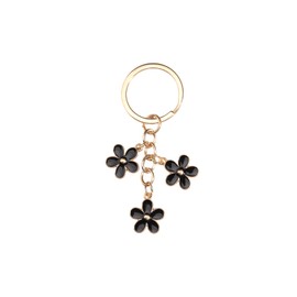 COLORFUL BLING 1-4PCS Flower Charms Keychain Daisy Sakura Chain Tassel Enameled Keyring Handbag Purse Accessories-Black