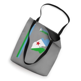 Vertical Djiboutian Flag, text “DJIBOUTI” & Silhouette map Tote Bag
