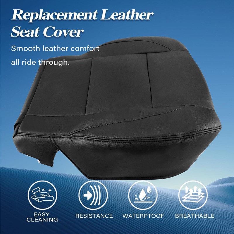 GXARTS Driver & Passenger Bottom Leather Replacement Seat Covers Black