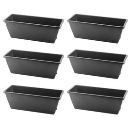 LEXININ 6 Pack 17 Inch Black Plastic Rectangular Window Planter Box, Window Vegetable Planter Box with Trays, Rectangular Flower Pots for Windowsill, Garden, Balcony, Patio, Black