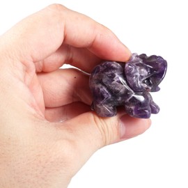 Nupuyai Amethyst Carved Crystal Animal Elephant Statue Figurine, Good Luck Gift Energy Healing Mini Crystal Ornament for Home Office Decor