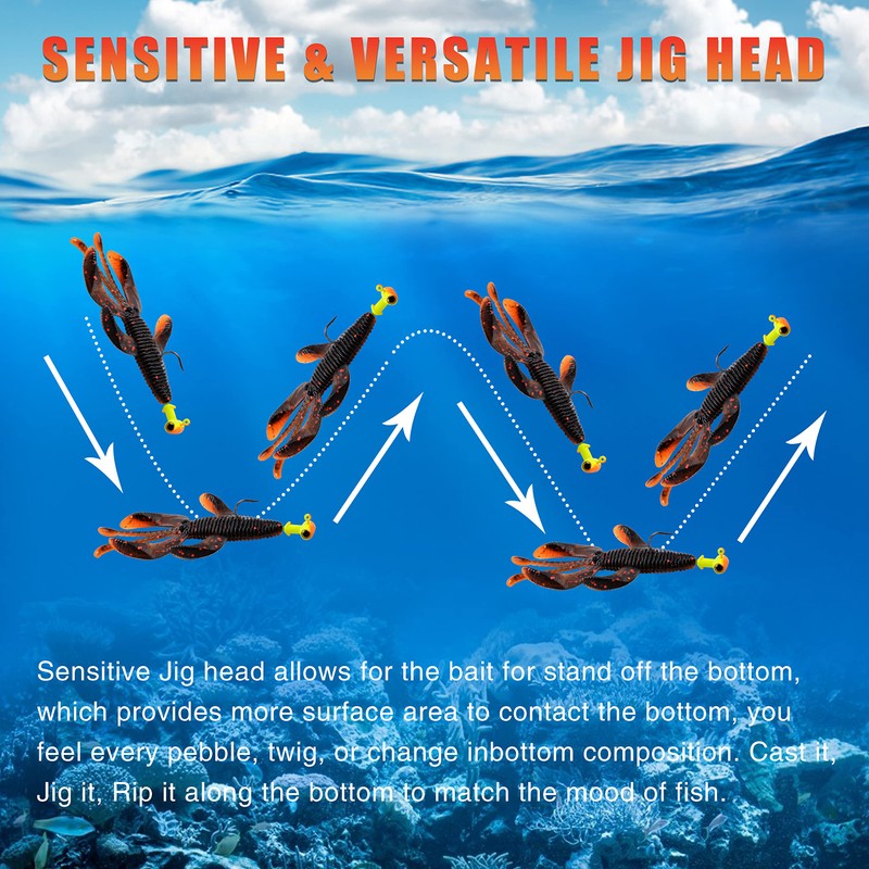 Fishing Jig Heads Kit,Football Painted Head Jig Hook with Double