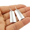 Hammered Curved Drop Solid 925 Sterling Silver Earrings Handmade Jewellery