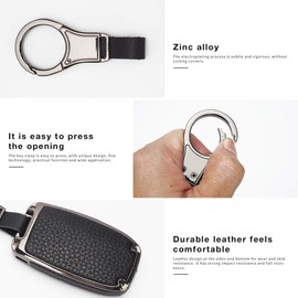 MARCHFA Leather Key Case Key Case Compatible with Evoque Discovery Sport Evoque XF XJ F-Pace Key Box 5 Buttons (Black), black