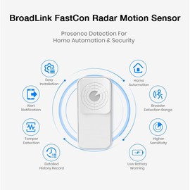 BroadLink FastCon Smart Radar Motion Sensor Indoor, Wireless Motion Sensor for Smart Home Automation, Large Detection Range