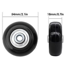 Tissting Pack of 2 Suitcase Wheels Replacement with Mounting Accessories, 54 x 18 mm PU Rubber Black Luggage Wheels Universal Portable Luggage Wheels Replacement Wheels for Trolley Suitcase Travel