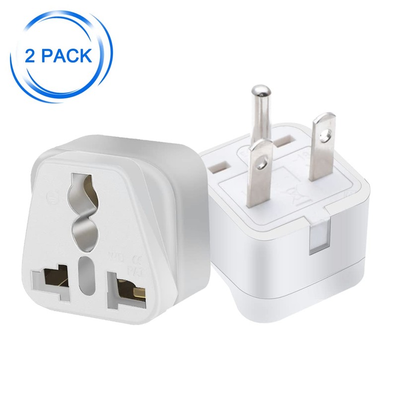 Strhowill (2pack) US 3 Prong Plug to Universal Socket Power