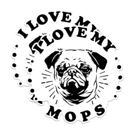 (2 Pack) I Love My Mops Magnets - Cute Dog Lover Magnets - Pug Owner Magnets - Puppy Decor Magnets for Home- 5" On Longest Side - for Fridges, Toolboxes, Cars - Made in USA - MAG2974