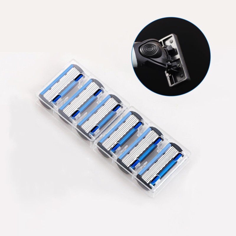 Mens Razor 6 Blade Refills，6 Blade Razor Cartridges with Lubricating