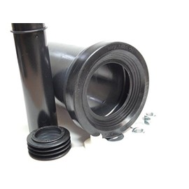 Haas toilet wall-set connection, 180 mm long, with DN 90/110 seal lip, white caps