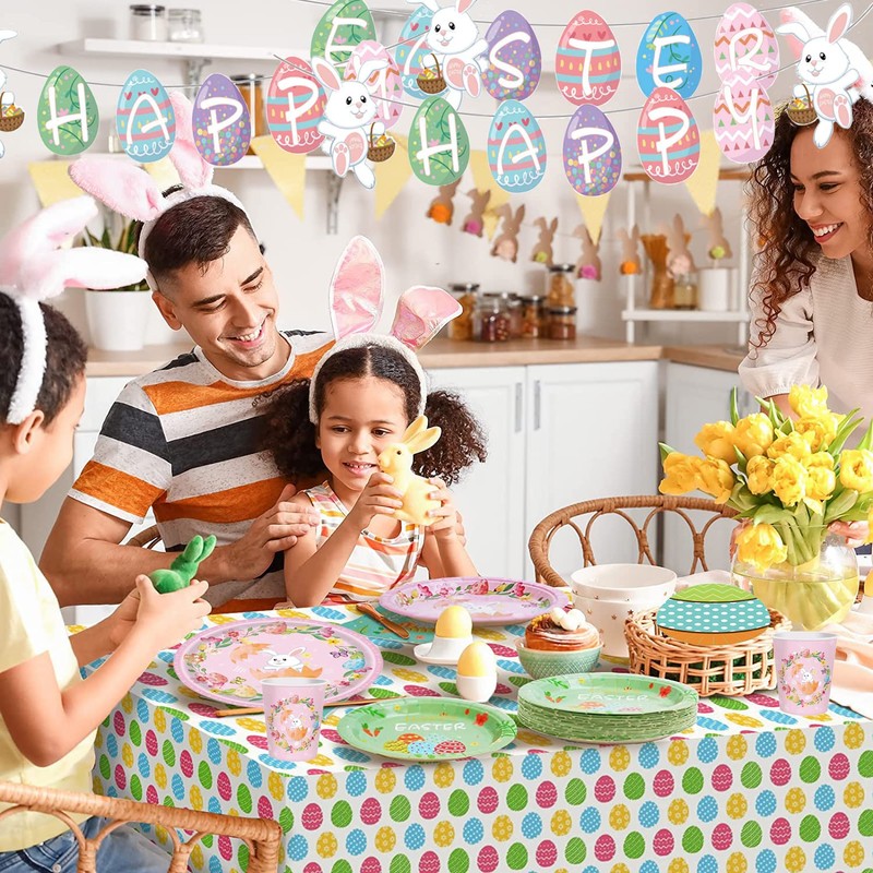 YAAVAAW 137 * 274cm Easter Tablecloth,Easter Party Decorations Tablecloth,Large Rectangular