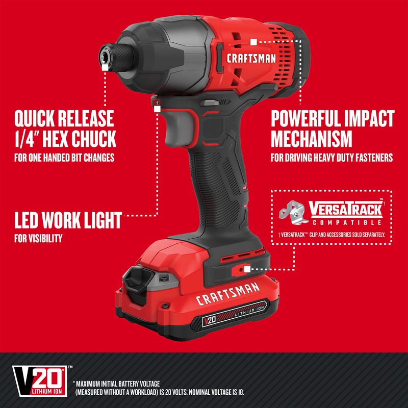 CRAFTSMAN V20 MAX Cordless Drill and Impact Driver, Power Tool