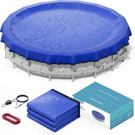 2025 Upgrade 12 ft Round Winter Pool Cover - 12ft Round Above Ground, 4 Foot Overlap Extra Thick 420D Pool Cover with Pulley and Cable
