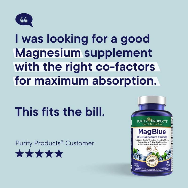 Purity Products MagBlue - Magnesium Bisglycinate Buffered & More -