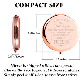 Kasuwow Coworker Gifts for Women Leaving, Funny Gifts for Coworker, Friends, Work Besties Gifts for Women, Gift for Coworkers Compact Mirror