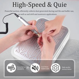 BQAN Nail Dust Collector, Professional Rechargeable Dust Collector Nail Tech with 2PCS Reusable Filter, Nail Vacuum Cleaner for Acrylic Nail Polishing, Nail Tech Must Haves (White)