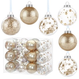 Kesote Christmas Baubles Rose Gold 24 x Christmas Tree Baubles Christmas Decoration for Christmas Party