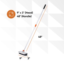Superio Deck Scrub Brush with Long Handle, Heavy Duty Stiff Bristles Grout Scrubber with Scraper - Cleans Hot Tub, Swimming Pool, Granite Tiles, Bathroom, Patio, Kitchen, Wall and Deck (48 Inches)