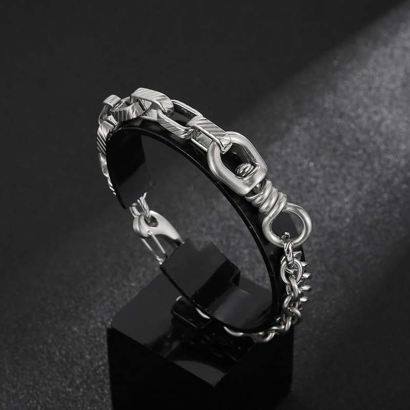 ULLMYYL Masculine Stainless Steel Cuban Chain Bracelet for Men
