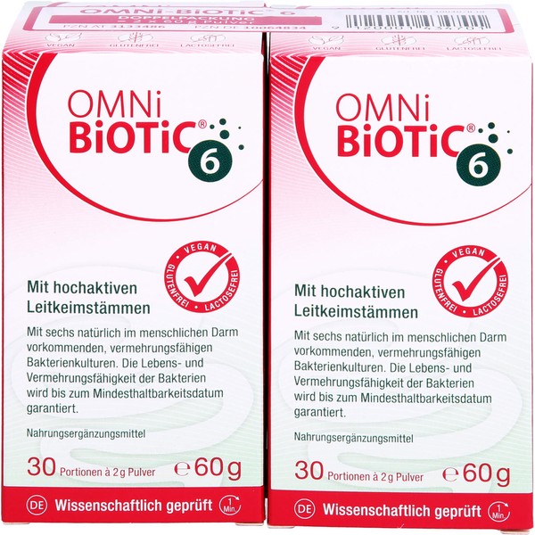 OMNi-BiOTiC 6 Pulver mit im menschlichen Darm vorkommenden, vermehrungsfähigen Bakterienkulturen, 120 g Pulver