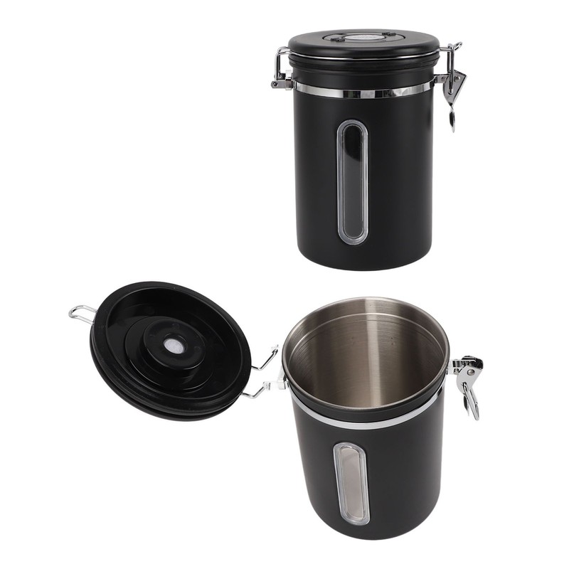 Coffee Canister 1800ml 304 Stainless Steel Window Design One Way