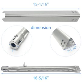 Tlhshuyu S441 Stainless Steel 6pack 15-1/16" Heat Plate and 16-5/16" Burner Replacement for Brinkmann 810-6680-S Gas Grill