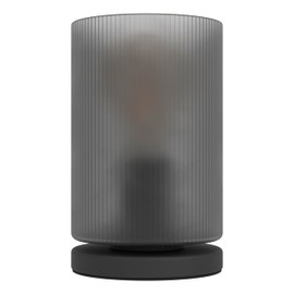 EGLO Nachttischlampe Colomera, elegante Glas Tischlampe, Zimmer Deko Schlafzimmer, Wohnzimmerlampe aus Metall in Schwarz und Rauchglas, E27 Fassung, Ø 12 cm