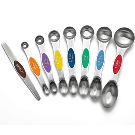 WEZVIX Magnetic Measuring Spoons Set Stainless Steel Double Sided Spoons Stackable Design with Dragonfly for Measuring Dry and Liquid Ingredients Set of 8