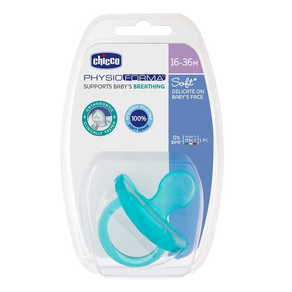 Chicco Physio Soft Pacifier Gommotto, 16-36 months, 1 piece, light blue