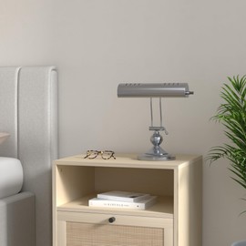 Home Intuition Classic Antique Retro Adjustable Leaning Piano Lamp Banker Desk Light (Satin Nickel)