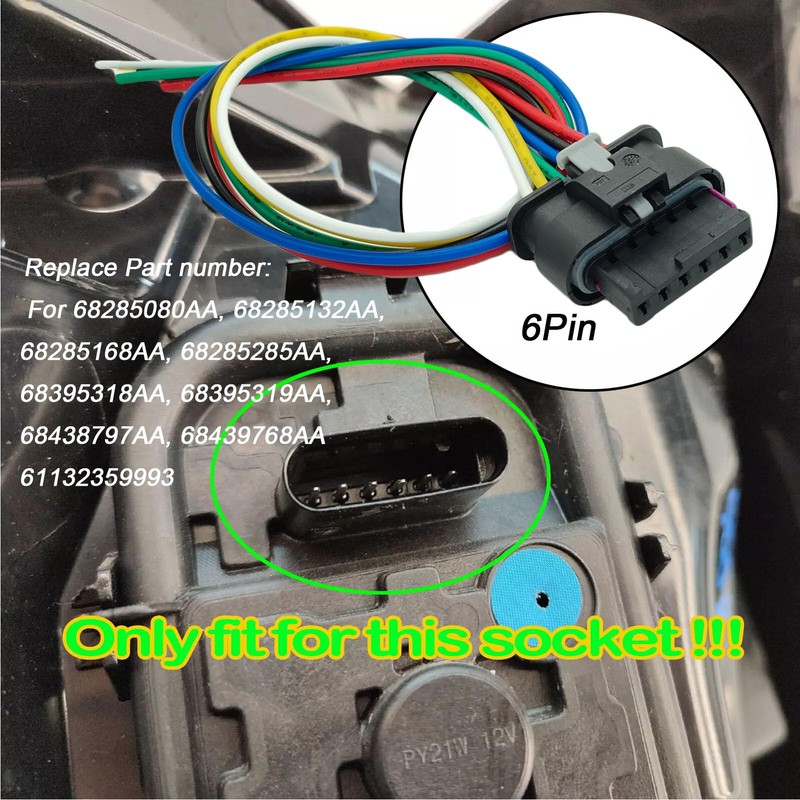Micarun 6 Wires Tail Lights Connector Wiring Harness Pigtail Plug