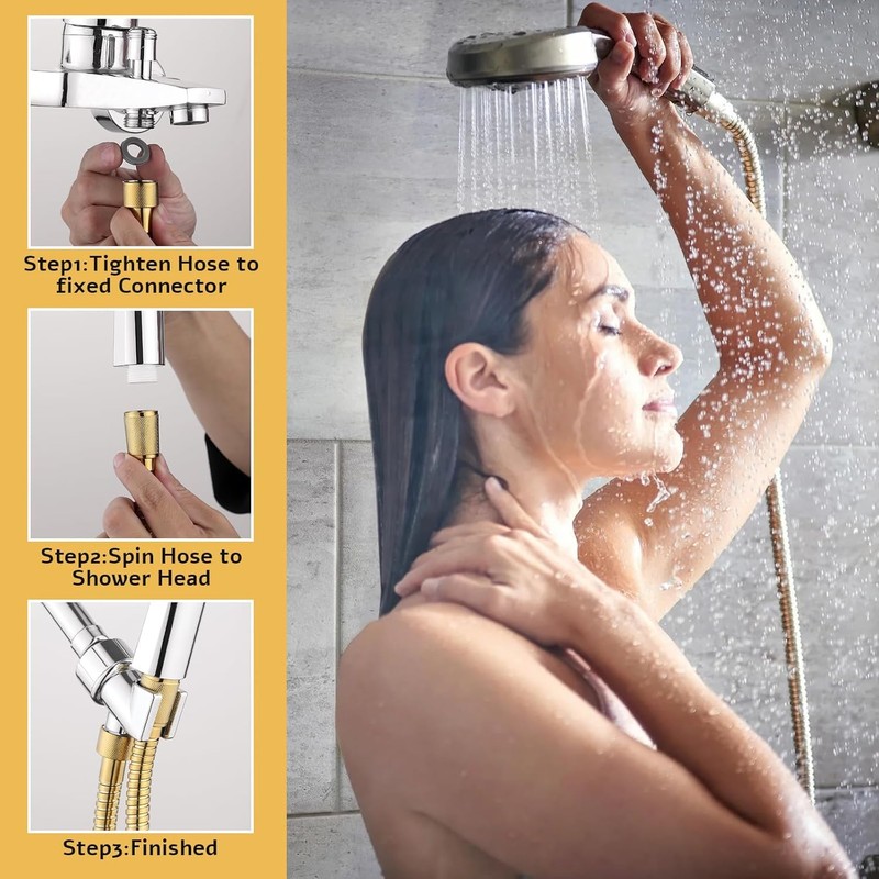 YUANQIAN Shower Hose, 60 Inch Flexible Shower Hose - Extra