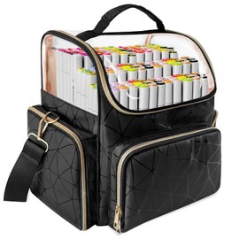 BSTSLL Upgraded Large Organizer Case, Waterproof Storage for Markers & Art Supplies – Perfect for Daily School, Art Class, Outdoor Sketching or Traveling, Black