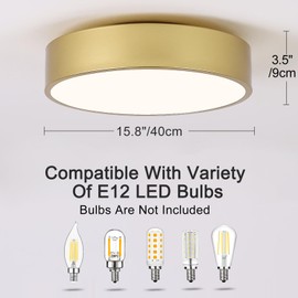 POLITAMP Modern Gold Flush Mount Ceiling Light Fixture,Contemporary 3-Light Round Ceiling Lights with White Acrylic Shade for Hallway,Foyer,Entryway,Closet, Bedroom,Kitchen(15.8")