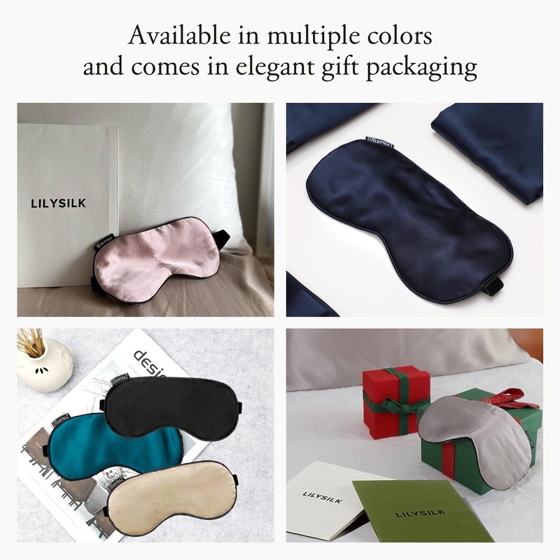 LILYSILK Silk Sleep Mask 100% Pure Silk Blindfold Natural Silk