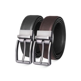 UrbanFocal Reversible Belt for Men - Mens Leather Belt Black & Brown for Dress Pants Style | Round Buckle - 46