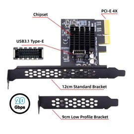 ChenYang USB 3.2 Gen2x2 Type-E Front Panel Socket to PCI-E 4X PCI Express Expansion Card Adapter