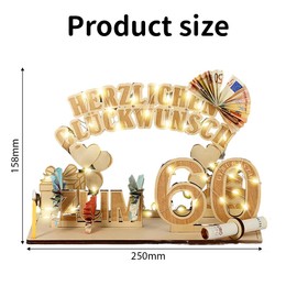 Geldgeschenke Geburtstag 60 mit LED Lichterkette, Geschenk 60 Geburtstag mann, Geschenke zum 60 Geburtstag für Frauen, Geschenk für Männer 60 Geburtstag, Original Geburtstag mann frau Geschenk